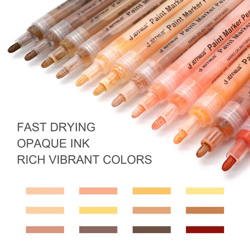YOOHO Skin Tone Acrylic Paint Pens, Paint Markers for Wood,Glass,Fabric,Rocks Painting Paint Pens (2mm skin tone)