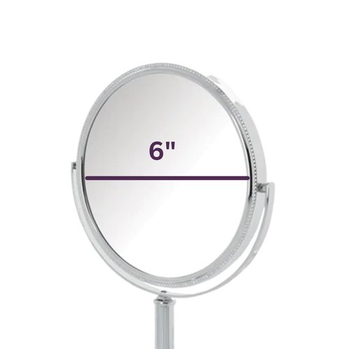 JERDON Two-Sided Tabletop Makeup Mirror - Makeup Mirror with 10X Magnification & Swivel Design - Portable 6-Inch Diameter Mirror in Chrome Finish - Model JP910CB