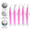 SIVOTE Eyelash Extension Tweezers for Classic & Volume Lashes, 5-Pack, Pink