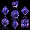 AUSTOR 7 Die DND Dice Set 7 Pieces Violet Flame Dragon Resin Dice Role Playing D and D Dice D20 D12 D10 D8 D6 D4 Sharp Edge Dungeons and Dragons Dice with Case