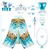 LIMIROLER Princess Dress Up Toys Mermaid Dress Up Cape Kit 9 Pcs Gift Set for Little Girls 3-8 Years Old, Princess Dress Up Clothes Set Gift for Birthday Christmas Party Halloween (Blue)