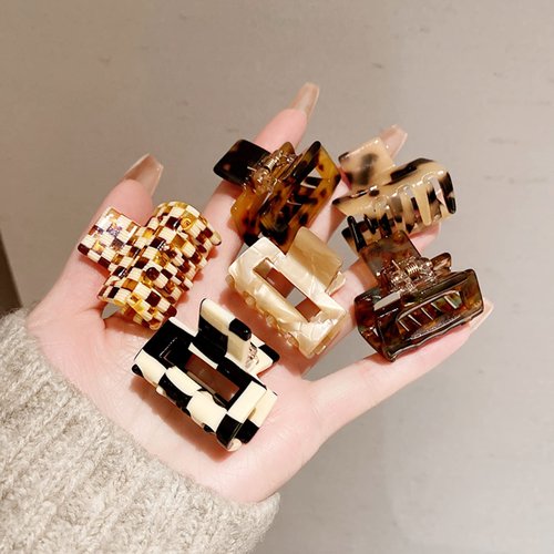 Jiamusi 4PCS Acetate Hair Clip, Nonslip Claw Hair Clips for Women Girls, Tiny Hair Claw Clips for Thin, Medium Thick Hair