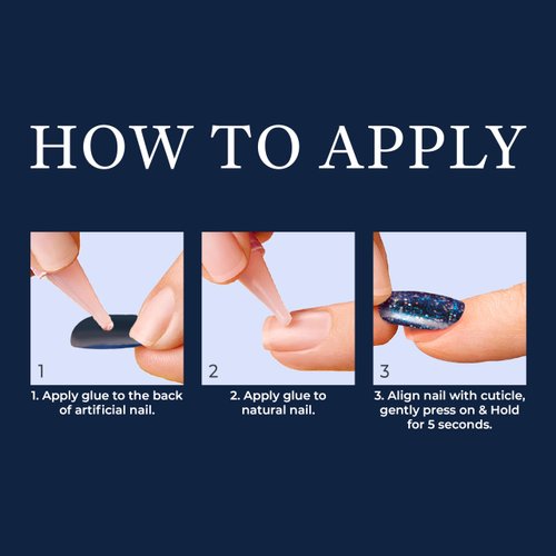 KISS Gel Fantasy Press On Nails, Nail glue included, 'How Dazzling', Silver, Medium Size, Square Shape, Includes 28 Nails, 2g glue, 1 Manicure Stick, 1 Mini File