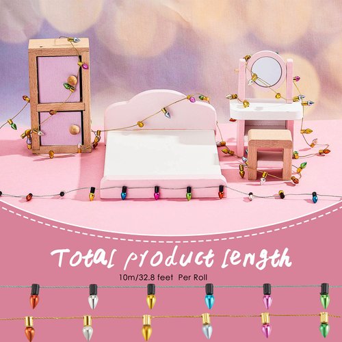 Tuanse 65.6 ft Dollhouse Lights Fake Light String Dollhouse Crafts Decorations Miniature Light String Gifts for Christmas Crafts Furniture Accessories String Lights Doll House Pretend Play