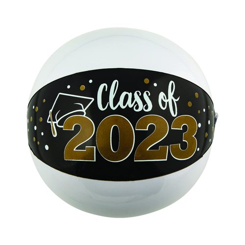 Fun Express Set of 12 Inflatable ''Class of 2023'' Beach Ball for Graduation, Signatures, Keepsake, Pool Party, High School, College, Decorations, Favors, Gold