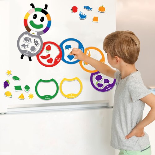 CHEFAN Magnetic Color Sorting Toys, 53 PCS Color Recognition Magnetic Sets for Toddlers,Caterpillar Color Matching Games,Educational Magnet Color Kids Magnets for Refrigerator Whiteboard,Above Ages 3