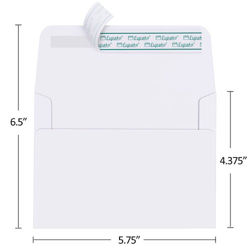 Eupako A2 White Paper Envelopes 100 Pack 4.375x5.75" Invitation Envelopes Self Seal for RSVP, Wedding, Thank you Notes, Greeting Cards, Photos, Announcements