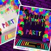 52 Pack Glow Neon Party Supplies Glow Party Decorations Neon Birthday Party Supplies Black Light Reactive Decor Set - Fluorescent Banner, Blacklight Garlands, Glow in The Dark Balloons, Luminous Tape