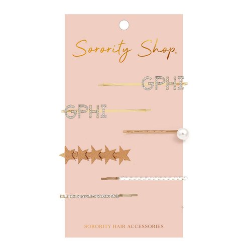 Gamma Phi Beta - Sorority Hair Clips - 6/pack