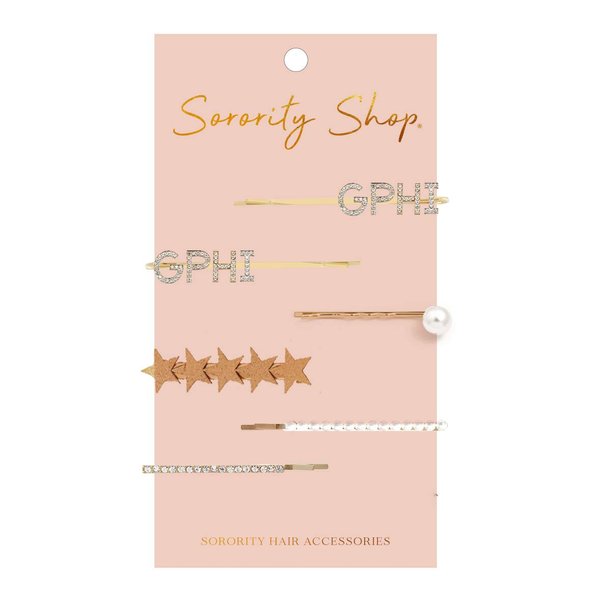 Gamma Phi Beta - Sorority Hair Clips - 6/pack