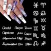 XEAOHESY 24 Pieces Silver Alloy Zodiac Nail Charms 12pcs Zodiac Signs Nail Studs 12pcs Constellation Words Charms Twelve Constellation Nail Charms for Women Girls Nail Art Decoration