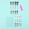 Coffin Press on Nails Long Black White Fake Nails with Checkerboard Design False Nails Artificial Acrylic Glue on Nails Tip Ballerina Stick on Nails For Women Girls 24Pcs…