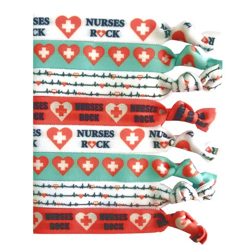 8 Piece Nursing Hair Elastic Set - Great Gift - Accessories for Nurses, Women, Girls, Teachers, Nursing School Classmates, Appreciation Week, Graduation, Colleagues and Friends -MADE in the USA