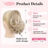 Flufymooz Ponytail Extension, 8 inch Short Claw Ponytail Extension Wavy Curly Jaw Clip in Pony tails Hair Extension Natural Synthetic Hairpiece for Women (Light Blonde with White Blonde Highlight)