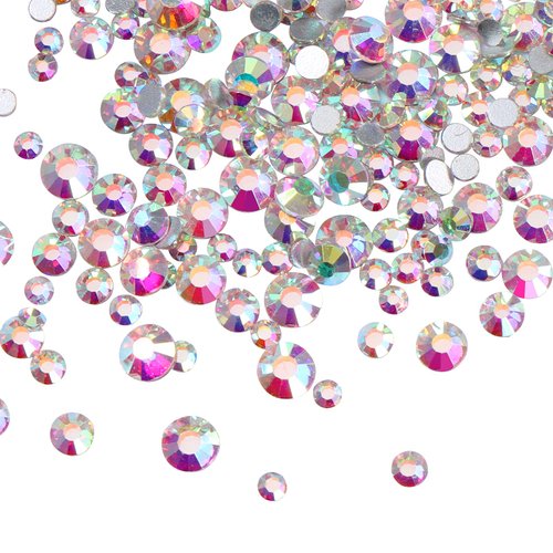 Jollin 3456pcs Flatback Rhinestones Glass Charms Diamantes Gems Stones for Nail Art 6 Size ss4~ss12 Crystal AB