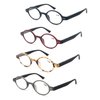 MODFANS 4 Pack Round 1.0 Reading Glasses Women Men,Retro Matte Frame Comfortable Spring Hinge-Lightweightest Readers Suitable Wear well-4 Pouch with Each Area