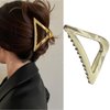 Triangle Hair Claw Clip Hollow Triangle Hair Clips Medium Metal Hair Claw for Women Girls Non-Slip Strong Grab Clips Shark Barrette Hair Clamps Hair Accessories for Thick Hair(Gold)