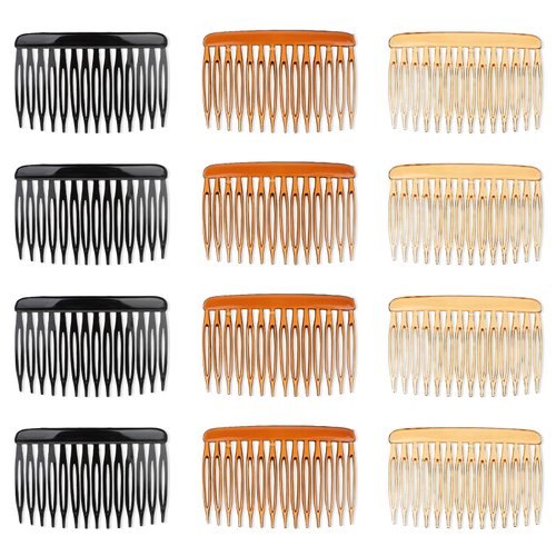 12 Pcs Side Combs Decorative Hair Combs French Twist Hair Comb 14 Teeth Vintage Style Hair Clips Pins Accessories Plastic Hair Combs Hair Styling Comb for Women Hairstyle Fine Long Curly Hair