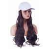 NJJYXH White Hat Wig for Women Long Wavy Baseball Cap Wig with Curly Hair Extensions Synthetic Reddish Brown Wig Adjustable Baseball Hat