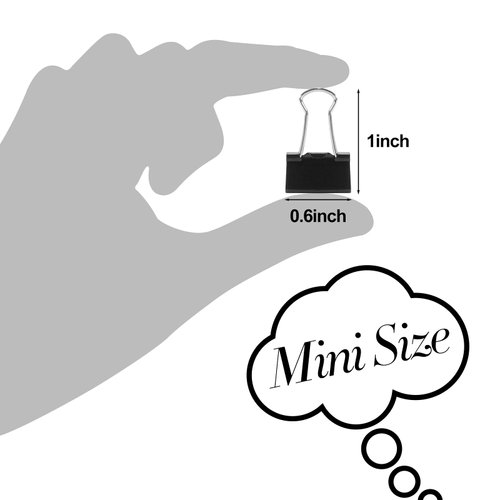 Ufmarine 120 Pcs Mini Binder Clips 15 mm, Black Small Binder Clips for Office