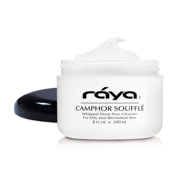 Raya Camphor Soufflé Facial Cleanser 8 oz (101) | pH Balanced Face Wash for Oily, Blemished, and Break-Out Skin | Helps Reduce White-Heads and Black-Heads and Clear Clogged Pores