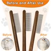 ZKKZOMA 3 Pack Solid Wood Cat Combs,Flea Lice Comb with Rounded Stainless Steel Teeth for Cat Dog Rabbit Massage Removes Mats, Tangles and Loose Fur,Grooming Comb for Cat/Dog/Small Medium Pets
