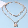 Yheakne Punk Layered Lock Choker Necklace Gold Padlock Pendant Necklace Chunky Paper Clip Chain Necklace Vintage Statement Necklace Chain Jewelry for Women and Girls Gifts for Her