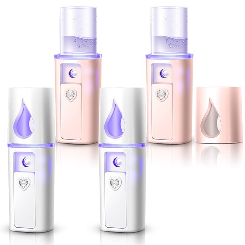 Hortsun 8 Pieces Handheld Personal Diffuser Portable Diffuser for Essential Oils Aromatherapy Diffuser Pocket Size for Desk Office Travel Car with USB Cable, White and Pink
