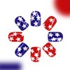 4th of July Press on Nails Short Square Fake Nails Tricolor Full Cover America Flag False Nails with White Star Designs Glossy Glue on Nails Petite Acrylic Manicure Artificial Nails for Women Girls