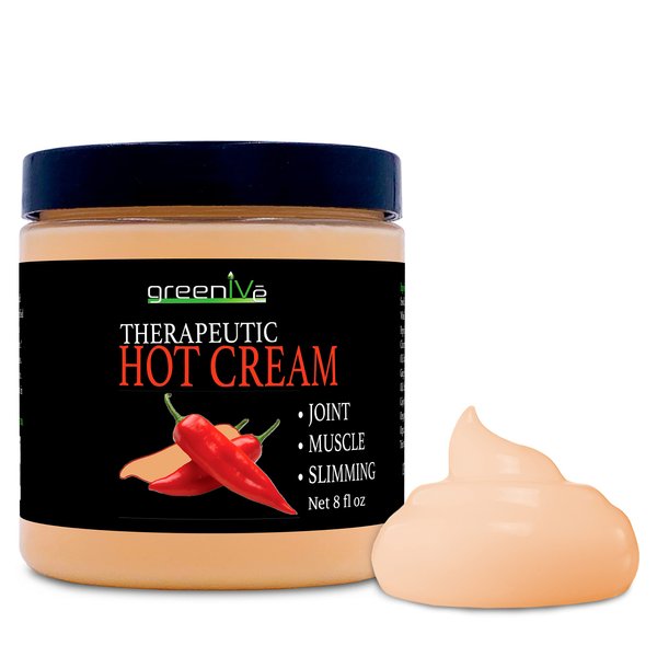 GreenIVe Hot Cream Massage Lotion Hot & Cold Sensation for Joints and Muscles and Skin Tightning Wraps (8oz Jar)