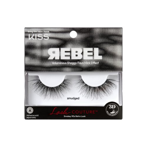 KISS Lash Couture Rebel Collection, False Eyelashes, 'Smudged', 14 mm, Includes 1 Pair Of Lash, Contact Lens Friendly, Easy to Apply, Reusable Strip Lashes