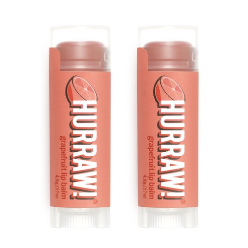 Hurraw! Grapefruit Lip Balm, 2 Pack: Organic, Certified Vegan, Cruelty and Gluten Free. Non-GMO, 100% Natural Ingredients. Bee, Shea, Soy and Palm Free. Made in USA