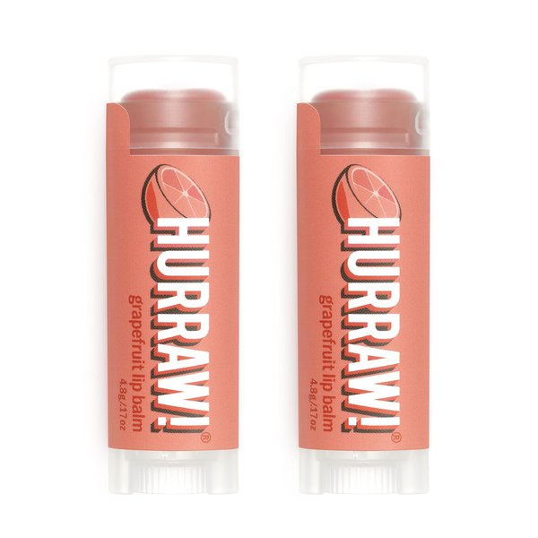 Hurraw! Grapefruit Lip Balm, 2 Pack: Organic, Certified Vegan, Cruelty and Gluten Free. Non-GMO, 100% Natural Ingredients. Bee, Shea, Soy and Palm Free. Made in USA