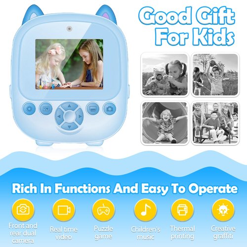 Kids Camera,Kids Camera Instant Print Kids Camera Toys for 3-12+ Year Old Girls Boys Toddler Instant Camera Children Digital Camera Best Chritmas Birthday Festival Gift Camera for Kids,32G Card