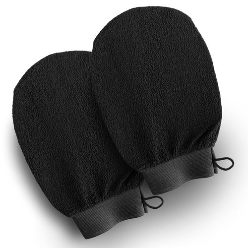GUARD&MARINE Exfoliating Korean Bath Mitts (Tirkish Kessa Gloves) for Body Scrub, Dead Skin Removal and Deep Cleansing - Set of 2 pcs