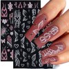 Glitter Nail Stickers for Nail Art Reflective Flame Butterfly Nail Decals Pink White Flower Nail Art Stickers for Nail Designs Star Heart Stickers for Nails French Tip Nail Stickers for Girls Women