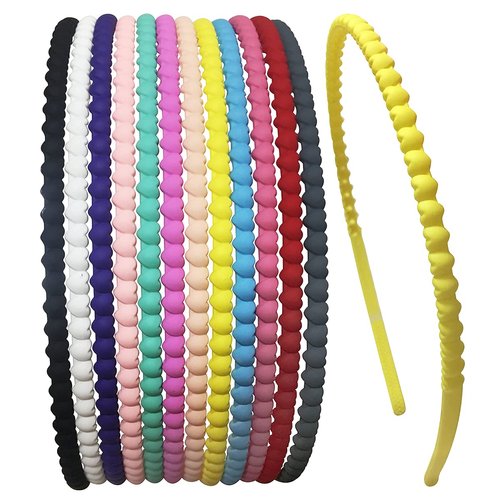 Yazon 12pcs Heart Plastic Headbands for Girls Women Thin Hard Headbands with Teeth for Kids Teens Skinny Hair Headbands