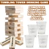ArtCreativity Tumbling Tower Drinking Game, Drinking Game with 4 Glasses and 60 Wooden Blocks with Challenges, Fun House Party Games for Game Night, Great Gift Idea