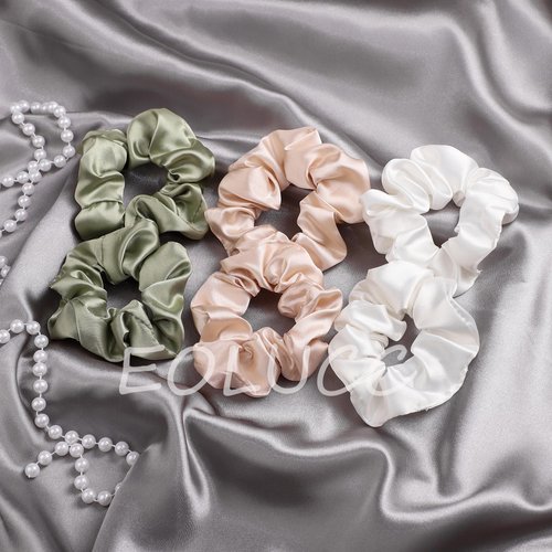 Satin Bridesmaid Scrunchies Bridesmaid Proposal Gifts Set of 8 Bachelorette Hair Ties Scrunchies Bachelorette Party Favors for Bridal Wedding Parties-(White & Sage Green)