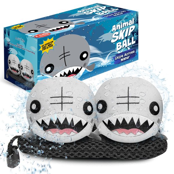 Activ Life Skip Balls - Shark Toys for Kids Toddler Outdoor Toys for Kids Ages 4-8 Summer Beach Games Baby Bath Toys for Girls Outside Game Toy for Boy Pool Accessories Essentials Play Stuff Gear