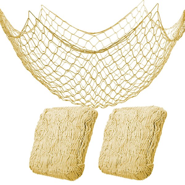Fish Net Decorations for Party,Natural Cotton Hawaiian Party Fish Net Decorative, Nautical Themed Cotton Fishnet Room Party Accessory (Yellow)