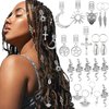NAISKA 20PCS Silver Cross Seashell Hair Braid Jewelry Accessories Halloween Snake Loc Dreadlock Jewelry for Braids Hair Clip Decoration Hair Cuffs Coils Rings Pendants for Women and Men