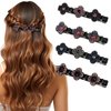 COMNICO Sparkling Crystal Stone Braided Hair Clips, 4Pcs Four-Leaf Clover Duckbill Clips Shiny Rhinestone Hairpins Hair Accessories for Women and Girls Styling Sectioning