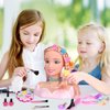 36PCS Doll Head Hair Styling Makeup Toy Set Kids Pretend Play Hair Styling Set with Hairdryer Curling Iron Crown Hairpins Accessories Beauty Hair Stylist Kit Birthday Gifts for 3 4 5 6+ Years Old