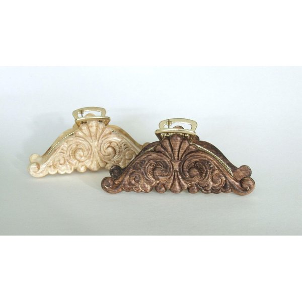 Generic Real decorative wood and metal hair claw clip (Primary color: Light wood), 1 Count (Pack of 1)