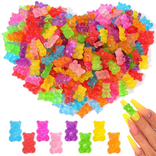 Palksky 160 Pcs Nail Charms 3d, Gummy Bear Nail Charms for Nail Decoration, Kawaii Nail Charms fo...