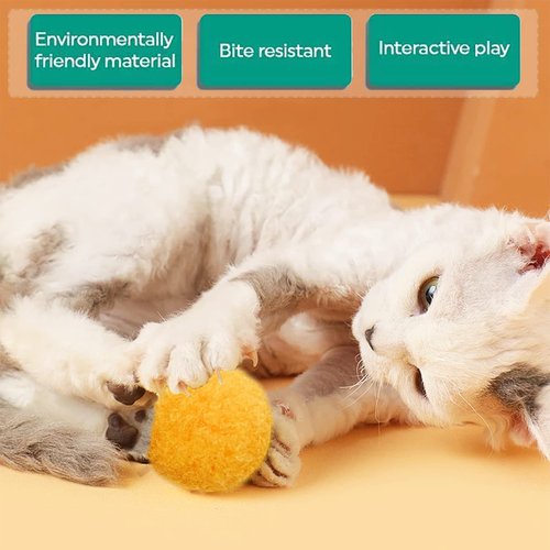PET SHOW 50pcs 1.5"/3.8cm Cat Toy Balls Soft Kitten Pompon Toys Indoor Cats Interactive Playing Quiet Ball Cats Favorite Toy Assorted 10 Colors