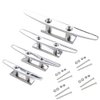 MIZUGIWA 4 inch Boat Cleats 316 Stainless Steel Dock Cleat for Boat,Open Base Boat Cleat,Mooring Boat Deck Cleats with Fasteners,Marine Cleats for Boat Docks, Decks,Kayaks,Pack of 4