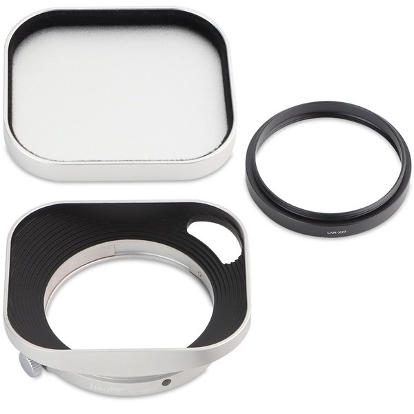 Haoge Lens Hood Metal Squaret for Fujifilm Fujinon XF27mmF2.8 R WR Lense Hood Silver