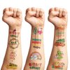 100 PCS Christmas Groovy Temporary Tattoos Themed Birthday Party Decorations Favors Supplies Décor Retro Boho Hippie Noel Xmas Winter Tattoo Stickers Gifts For Game Boys Girls Classroom School Prizes